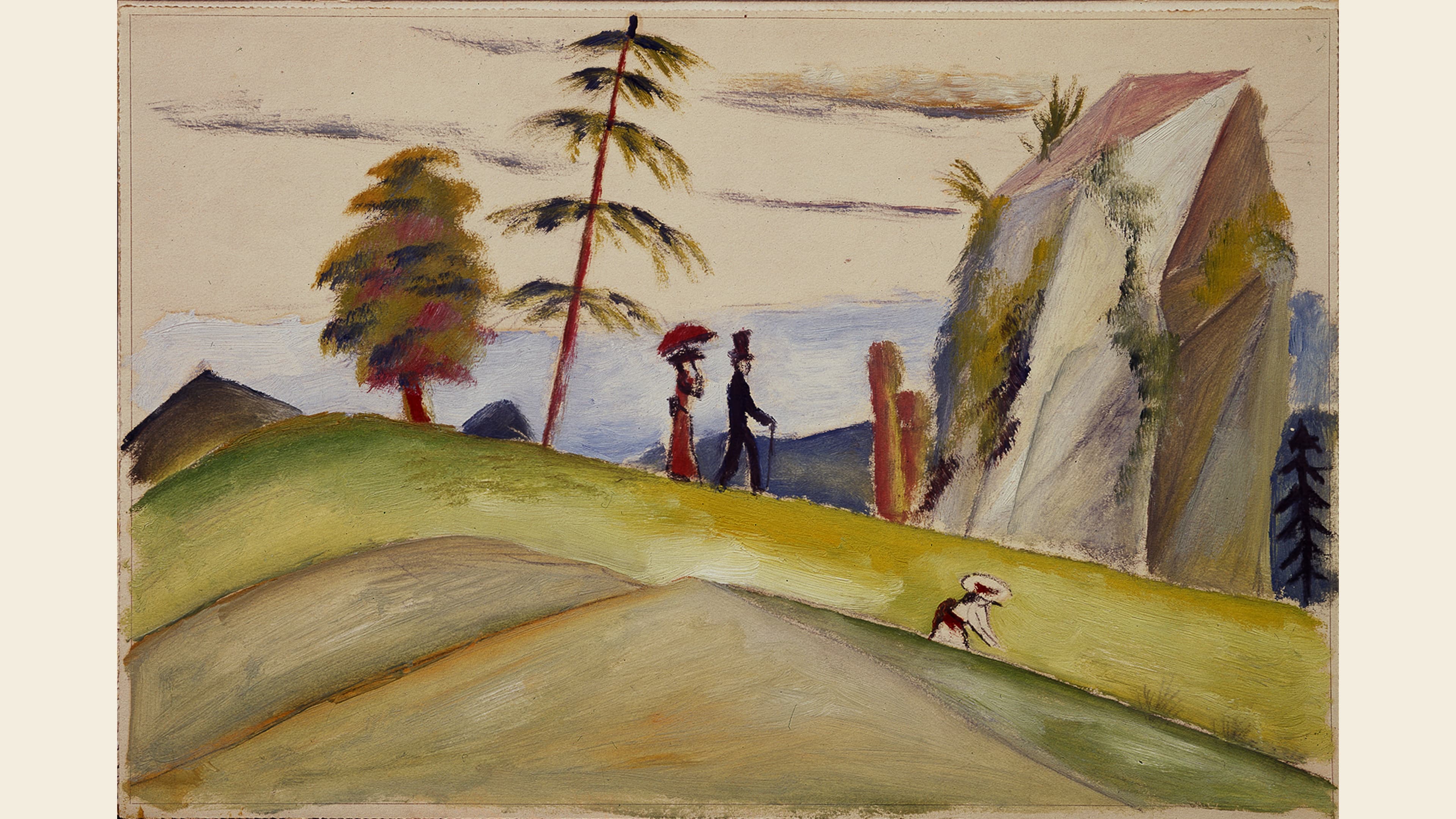 August Macke, Strollers in a Rocky Landscape, 1911